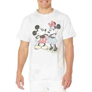 Disney Characters Mickey Minnie Retro Young Men's Short Sleeve Tee Shirt, White/Blue, XX-Large for $16