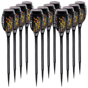 12-LED Tiki Torch Solar Flickering Light 12-Pack for $45