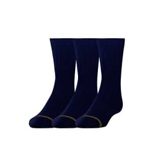 Gold Toe Boys' Wide Rib Dress Crew Socks, 3-Pair, Navy, Small for $7