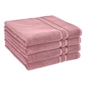 Amazon Basics GOTS Certified Organic Cotton Bath Towel - 4-Pack, Dusted Orchid for $39