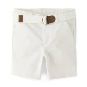 Gymboree,and Toddler Belted Twill Chino Shorts,Simply White,2T for $18