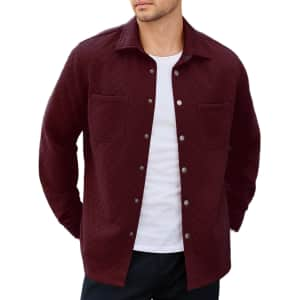 Coofandy Men's Lightweight Quilted Shirt Jacket for $14