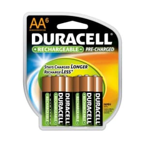 Duracell Pre Charged Rechargeable Nimh AA Batteries, 6-pack for $22