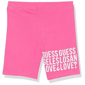 GUESS Girls' Wrap Around Logo Organic Stretch Jersey Biker Shorts, Pink Trip, 4 for $14