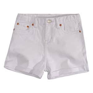 Levi's Girls' Big High Rise Denim Shorty Shorts, White, 14 for $24