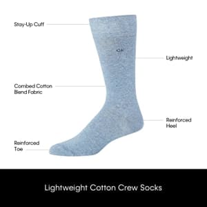 Calvin Klein Men's Dress Socks - Lightweight Cotton Blend Solid Crew ...