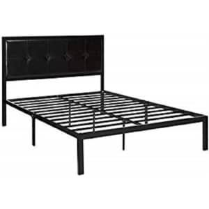 Zinus Cherie Faux Leather Classic Platform Full Bed Frame for $101