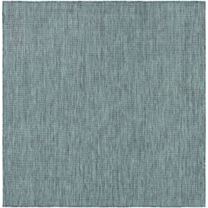 Unique Loom Outdoor Solid Collection Area Rug (6' 1" Square Teal/Navy Blue) for $60