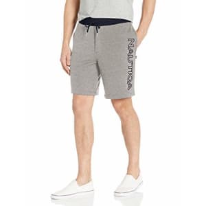 Nautica Men's Fleece Knit Logo Shorts, Stone Grey Heather, Medium for $32