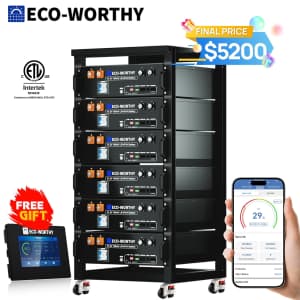 Eco-Worthy 30.72kWh 48V 100AH Server Rack Lithium Battery 6-Pack with Monitor for $5,200