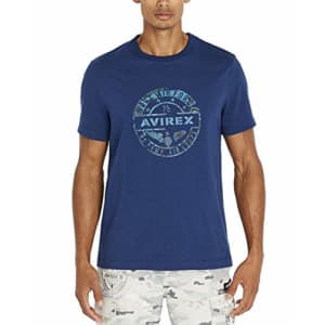Avirex Men's Printed Short Sleeve T-Shirt, Estate Blue, Medium for $19