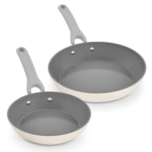 DASH Dream Green Ceramic Frying Pan Set of 2, 9.5" & 11" Fry Pans, Cream - Recycled Aluminum and for $48