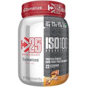 Dymatize ISO100 Hydrolyzed Protein Powder, 100% Whey Isolate Protein, 25g of Protein, 5.5g BCAAs, for $30 Dymatize ISO100 Hydrolyzed Protein Powder, 100% Whey Isolate Protein, 25g of Protein, 5.5g BCAAs, for $30
