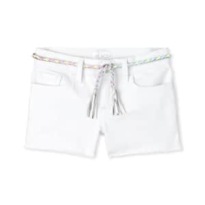 The Children's Place girls The Children's Place Denim Shortie Shorts, White, 6X-Large-7X-Large US for $11