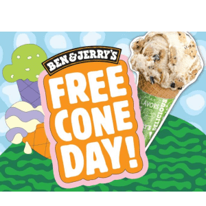 Ben & Jerry's Free Cone Day: Free ice cream today from 12pm to 8pm