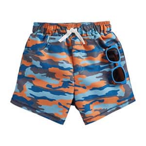 Mud Pie Boys' CAMO Swim Trunks W Sunglasses, Orange, 4T-5T for $20