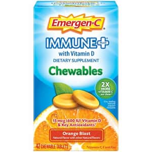 Emergen-C Immune+ Chewables Vitamin C 1000mg With Vitamin D Tablet (42 Count, Orange Blast Flavor) for $20