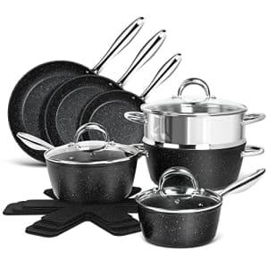 MICHELANGELO Pots and Pans Set 16 Piece, Nonstick Kitchen Cookware Sets with Stone-Derived Coating, for $110