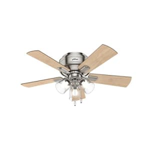 Hunter Fan Company, 52154, 42 inch Crestfield Brushed Nickel Low Profile Ceiling Fan with LED Light for $170