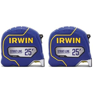 IRWIN Strait-LINE Tape Measure, 25 ft, 2 Pack, Includes Retraction Control, For All Your Measuring for $30
