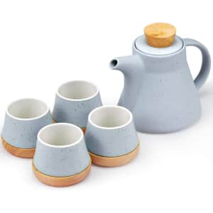 Taziya 10-Piece Ceramic Teapot Set w/ 4 Cups and Coasters for $45