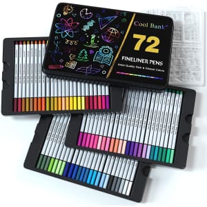 Cool Bank 72-Pc. Fineliner Pens and Stencil Set for $11 Cool Bank 72-Pc. Fineliner Pens and Stencil Set for $11