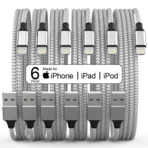Qiruoz MFi-Certified Lightning Cable 6-Pack for $8
