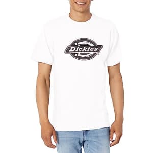 Dickies Men's Big & Tall Short Sleeve Heavyweight Logo T-Shirt, White for $15