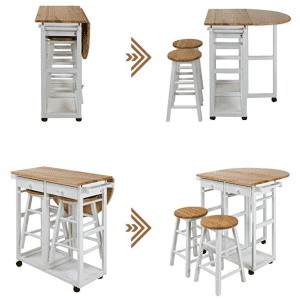 Casual Home Breakfast Cart w/ 2 Stools for $95