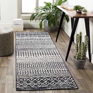Artistic Weavers Chester Charcoal and Ivory Bohemian/Global 2'7" x 7'6" Area Rug, Black for $87