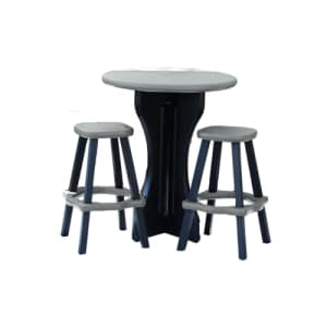 Leisure Accents Patio Table Set with Two Barstools - Black Base with Deep Grey Accents - Perfect for $160