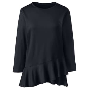 Lands' End Women's 3/4 Sleeve Supima Micro Modal Ruffle Hem Top for $9 Lands' End Women's 3/4 Sleeve Supima Micro Modal Ruffle Hem Top for $9