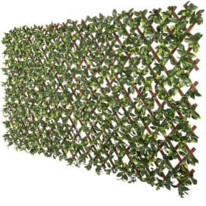 Naturae Decor Privahedge Expandable PVC Privacy Trellis w/ Faux Gardenia Leaves for $54