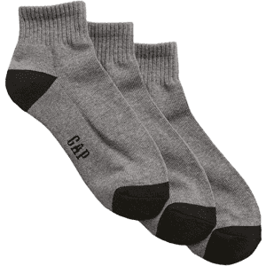 GAP Men's 3-pack Quarter Crew Socks for $6