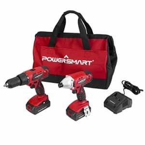 PowerSmart Drill and Impact Driver Combo Kit, 20V Max Drill and Impact Set Adjustable Speed and for $97
