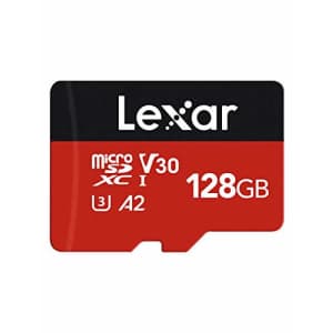 Lexar 128GB Micro SD Card, MicroSDXC Flash Memory Card with Adapter Up to 160MB/s, A2, U3, V30, for $35 Lexar 128GB Micro SD Card, MicroSDXC Flash Memory Card with Adapter Up to 160MB/s, A2, U3, V30, for $35
