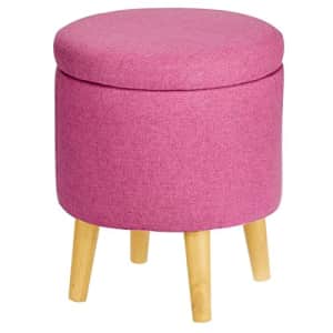 mDesign Round Storage Ottoman Foot Rest Chair - Small Stool Furniture Organizer and Seat with Wood for $72