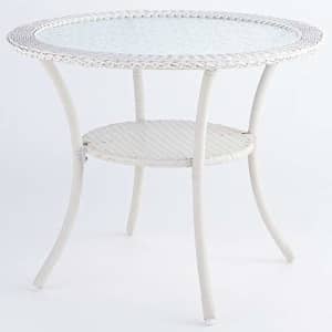 BrylaneHome Roma All-Weather Resin Wicker Bistro Table Patio Furniture, White for $200