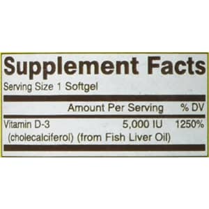 Mason Vitamins D 5000 IU Softgels, 60 Count for $12