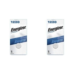 Energizer 1220 Batteries, Lithium 3V Battery Bundle, Pack of 2 for $4