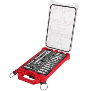 Milwaukee 32-Piece Metric Ratchet and Socket Set w/ Packout Organizer for $80 in cart