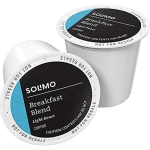 Amazon Brand - Solimo Light Roast Coffee Pods, Breakfast Blend, Compatible with Keurig 2.0 K-Cup for $35