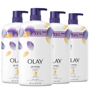 Olay Age Defying and Moisturizing with Vitamin E Body Wash 30-oz 4-Pack for $26 via Sub & Save