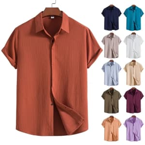 Men's Casual Linen Summer Shirt for $8