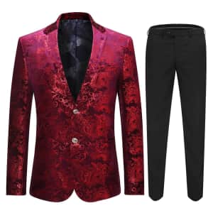 Cloudstyle Men's Floral Slim Fit 2-Piece Suit for $38