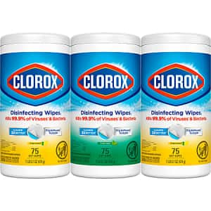 Clorox 75-Count Disinfecting Wipes 3-Pack for $11