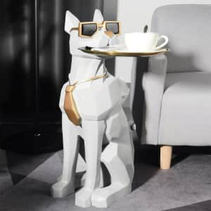 Resin Dog Sculpture Side Table for $109