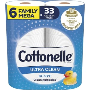 Cottonelle Ultra Clean Family Mega Roll Toilet Paper 6-Pack for $13