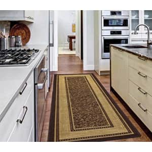 Ottomanson Ottohome Collection Contemporary Bordered Design Modern Runner Rug, 20" x 59", Chocolate for $15