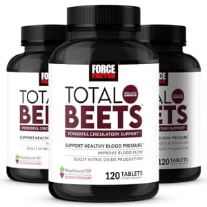 FORCE FACTOR Total Beets Blood Pressure Supplements, Nitric Oxide Supplement with Beet Root Powder, for $60